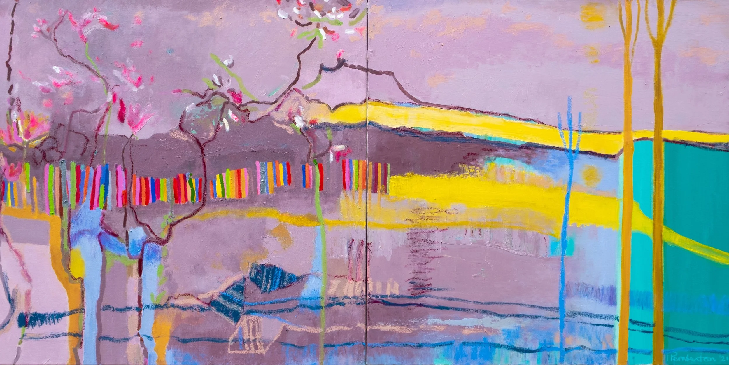 Counting the Days 87 x 173 cm diptych framed 