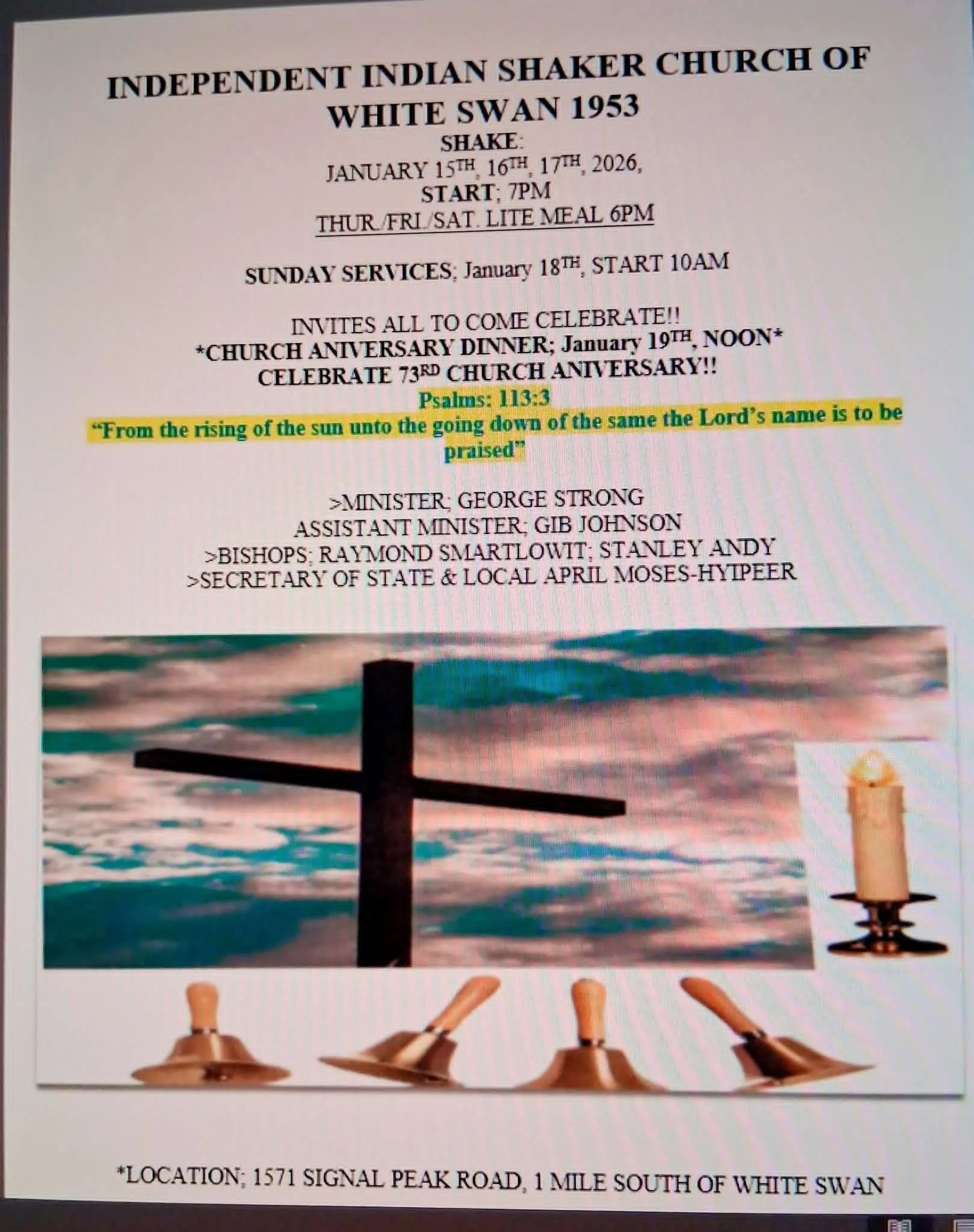 Independent Indian Shaker Church of White Swan 1953