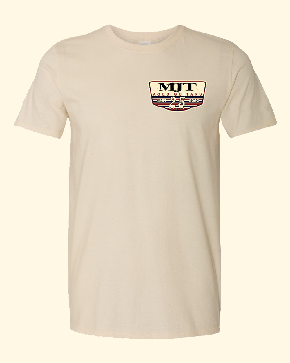 MJT 25 Years Natural Tee | Bella Canvas — MJT Aged Guitars