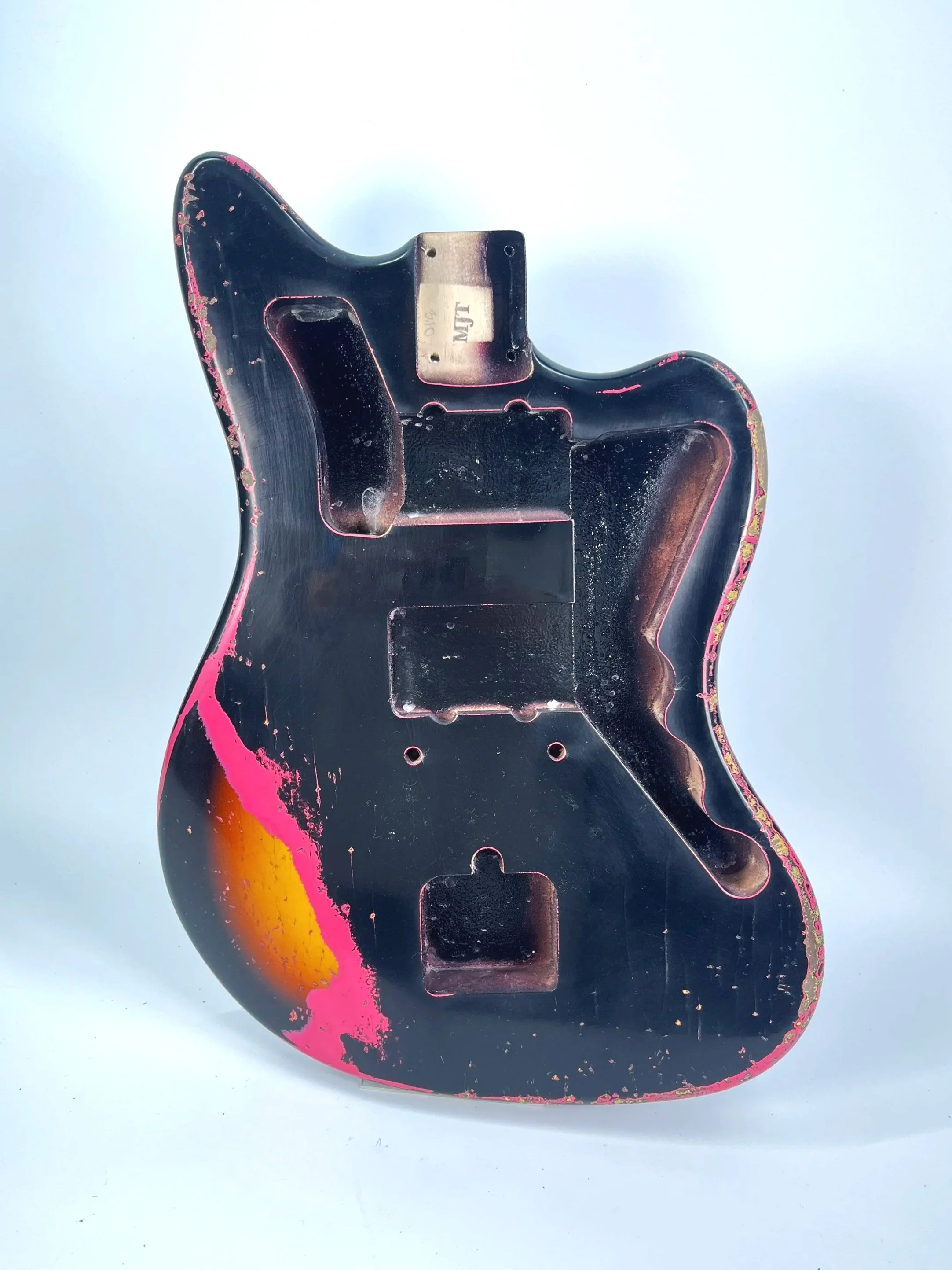 Black over Neon Pink over 3 Tone Sunburst VTJ Body | Basswood 3lbs 10oz