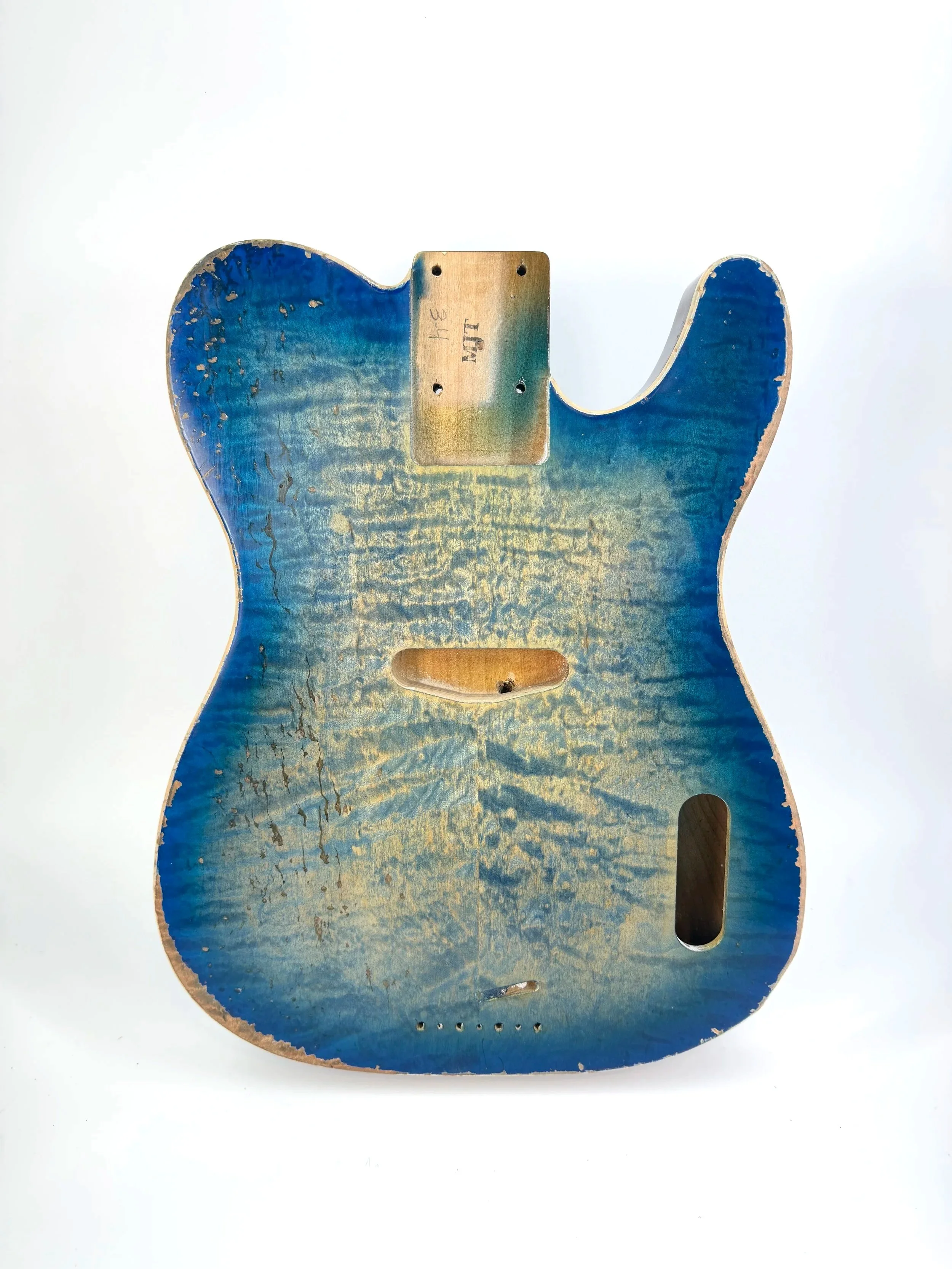 Translucent Blue BIG VTT Bass Body | Alder with Flame Maple Top 3lbs 4oz
