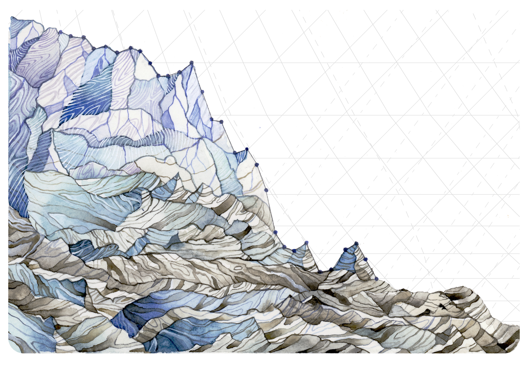 I created a series about some of the major impacts of global warming that I witnessed in Washington State this summer, using scientific data to show how the drought is devastating the state. Decrease in Glacier Mass Balance uses measurements from 1980-2014 of the average mass balance for a group of North Cascade, WA glaciers. Mass balance is the annual budget for the glaciers: total snow accumulation minus total snow ablation. Not only are mass balances consistently negative, they are also continually decreasing. Reference: http://blogs.agu.org/fromaglaciersperspective/2015/08/20/disastrous-year-for-north-cascade-glacier-mass-balance-snowice-economy