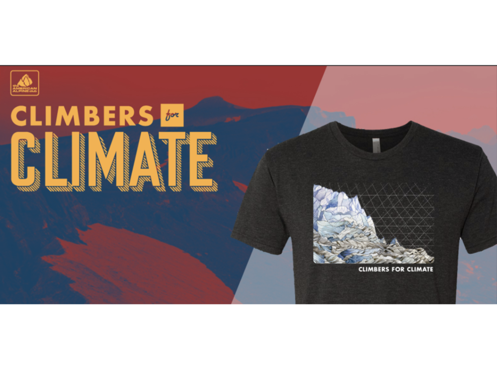 Climbers for Climate, American Alpine Club. Limited edition shirt and Magazine feature, 2019