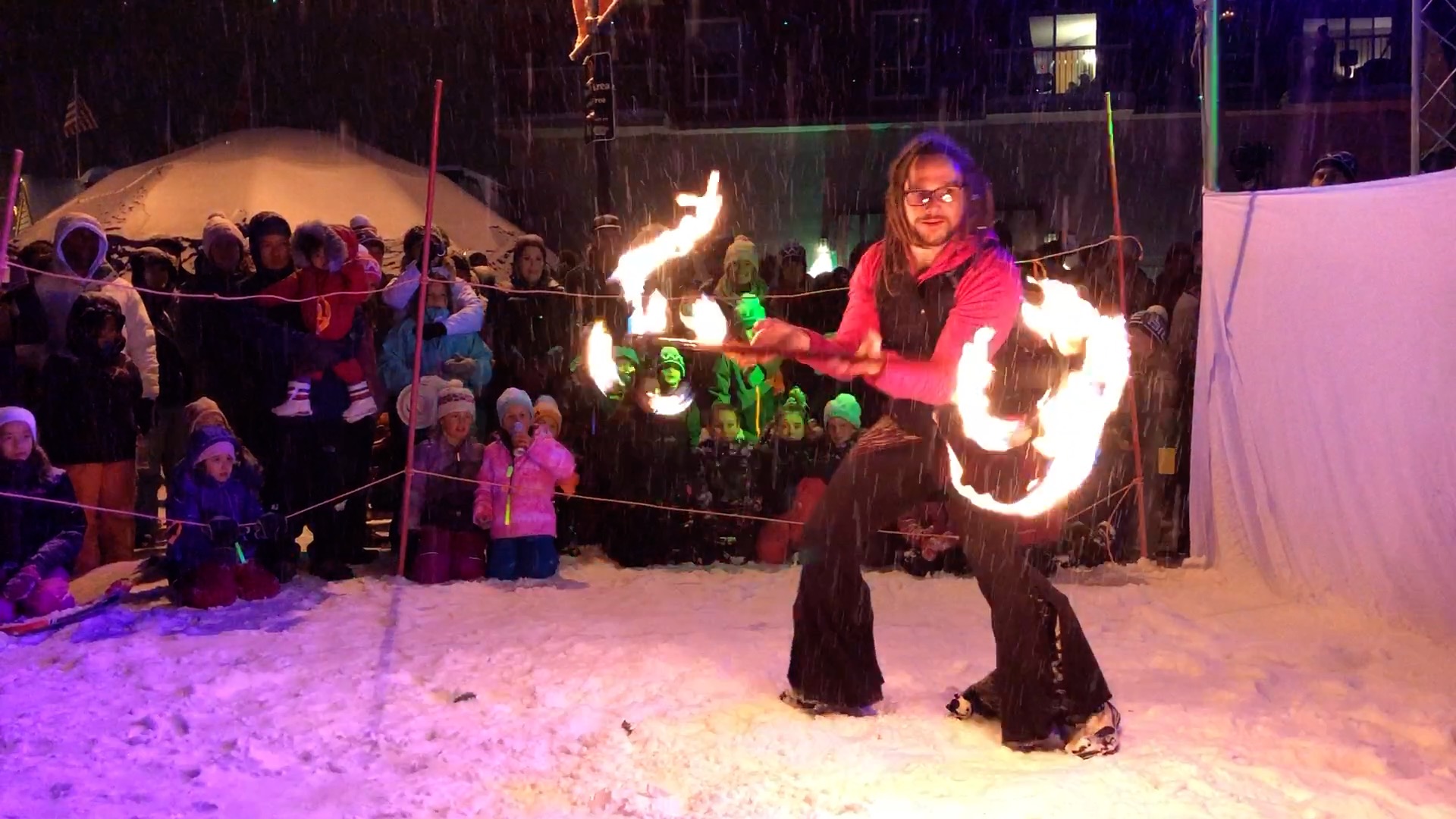 Fire Dancer Performing at Big White Light up Event 2017