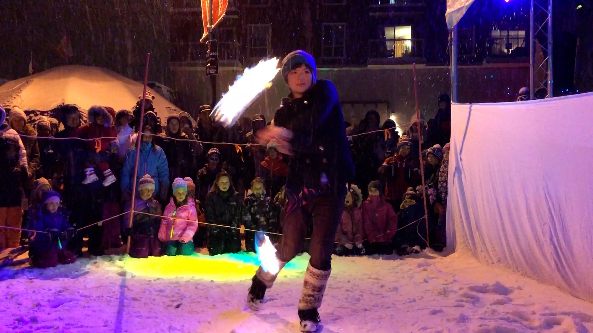 Fire Dancer Performing at Big White Light Up 2017