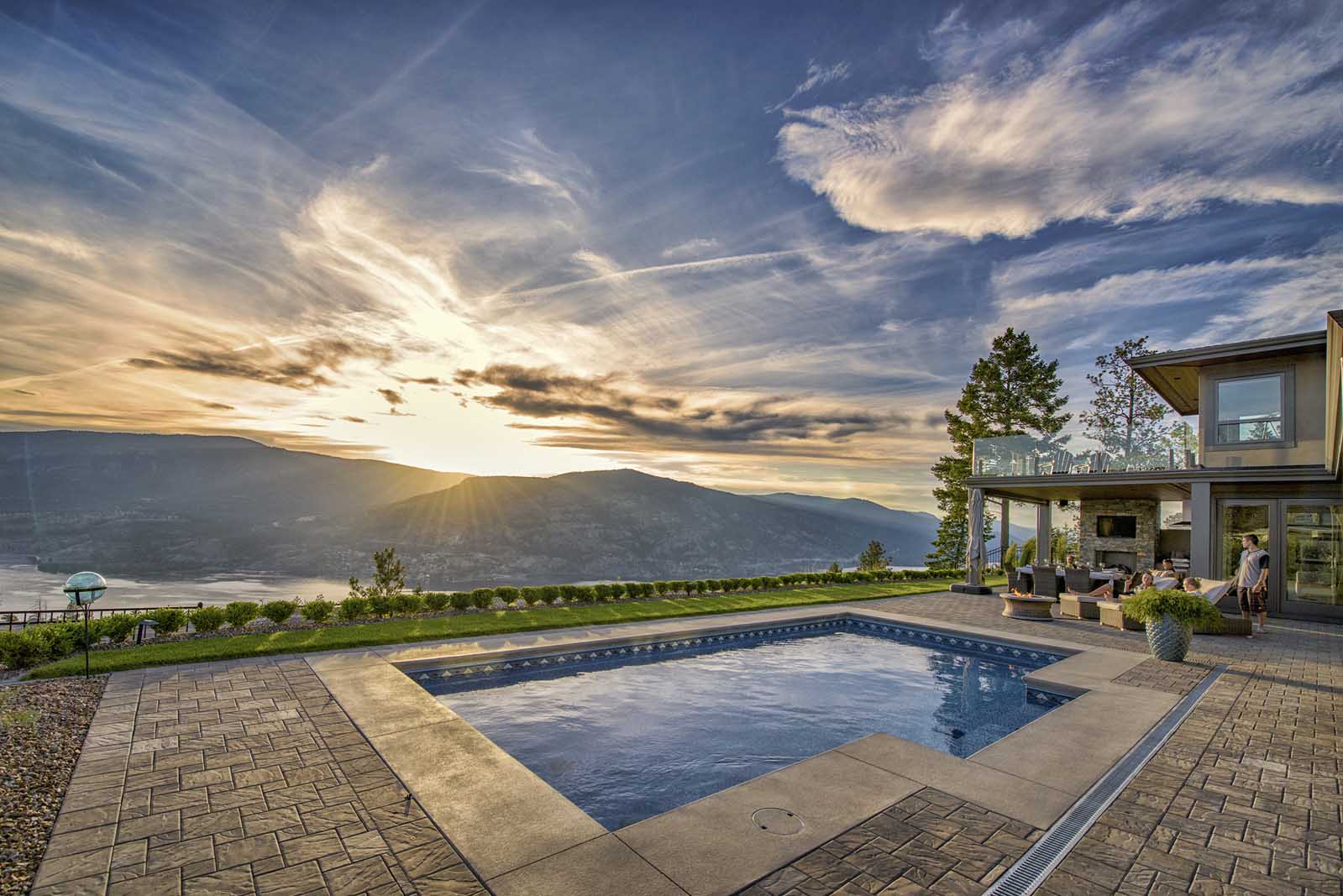 Wilden Backyard Pool with Sunset View in Kelowna BC