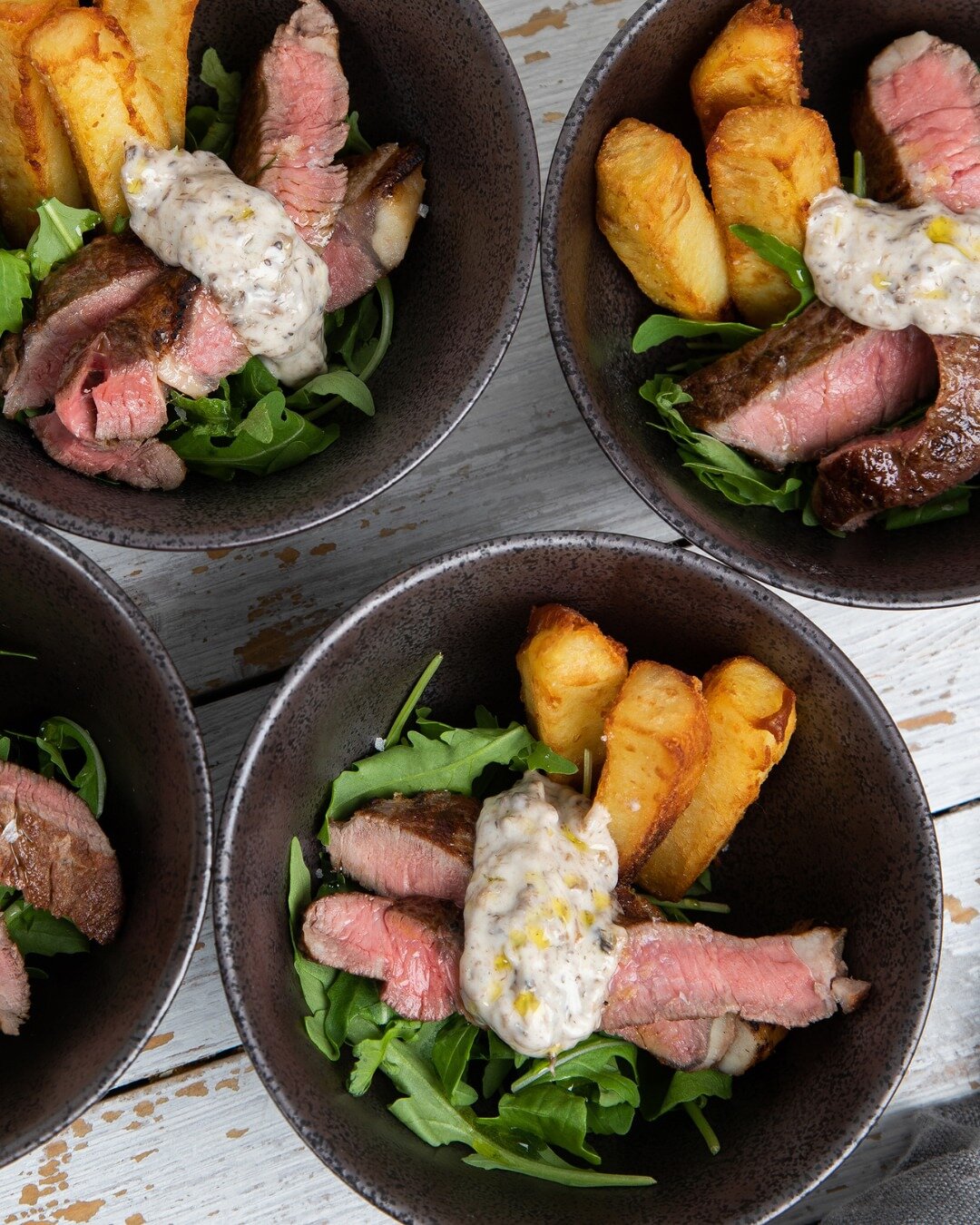 Elevate your next corporate event with our impressive professional catering for intimate gourmet lunches, team workshops, all-day conferences, work parties, and more.

Our posh steak &amp; chips with horesradish it a popular bowl food option all year