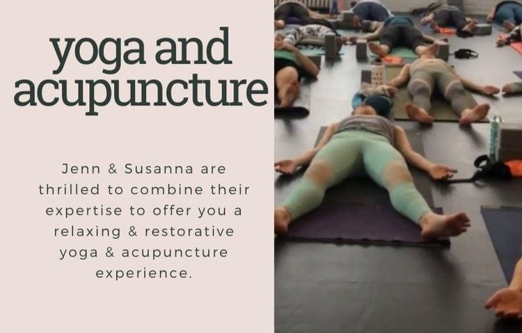 🧘&zwj;♀️Yoga + Acupuncture Winter Workshop with Susanna Satten, L.Ac and Jenn Curren on Feb 23rd from 1-3pm!

Jenn and Susanna are thrilled to combine their expertise to offer you another relaxing and restorative yoga &amp; acupuncture experience.


