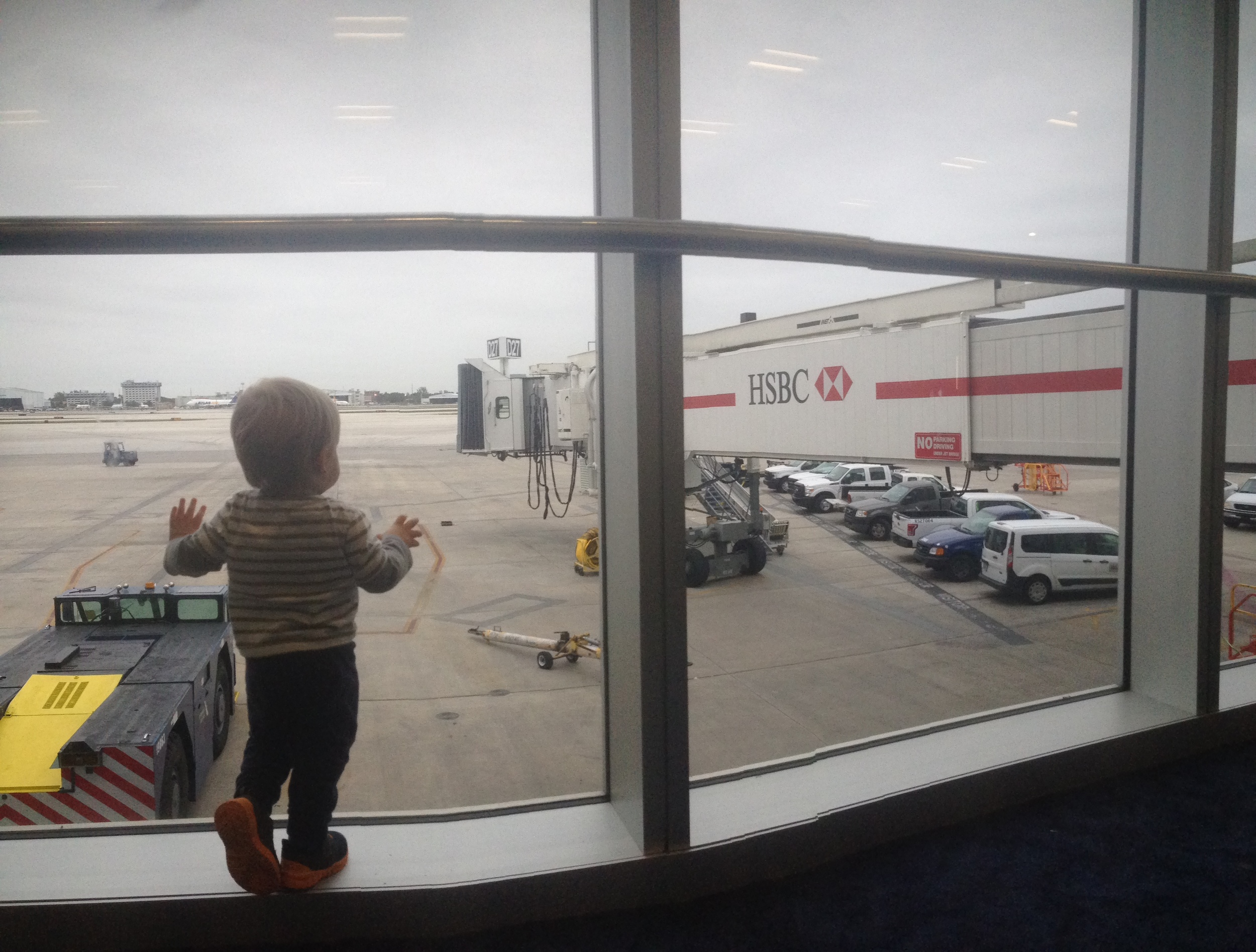 Here's little Ian in awe of the airport.