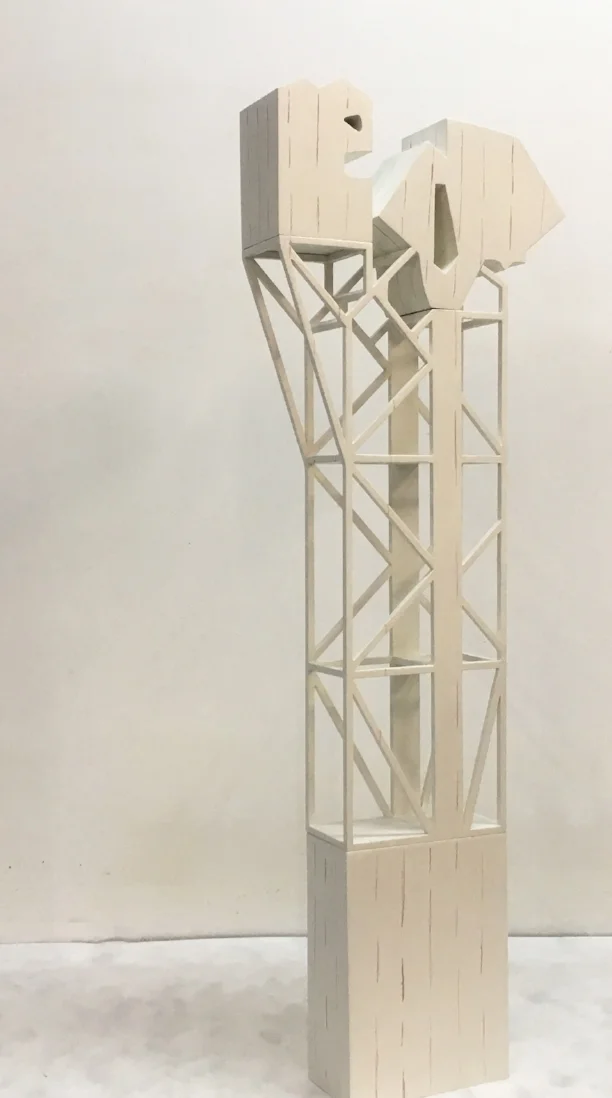 Techno-Pair #2 2016 wood, gesso, encaustic 65" x 12" x 6"