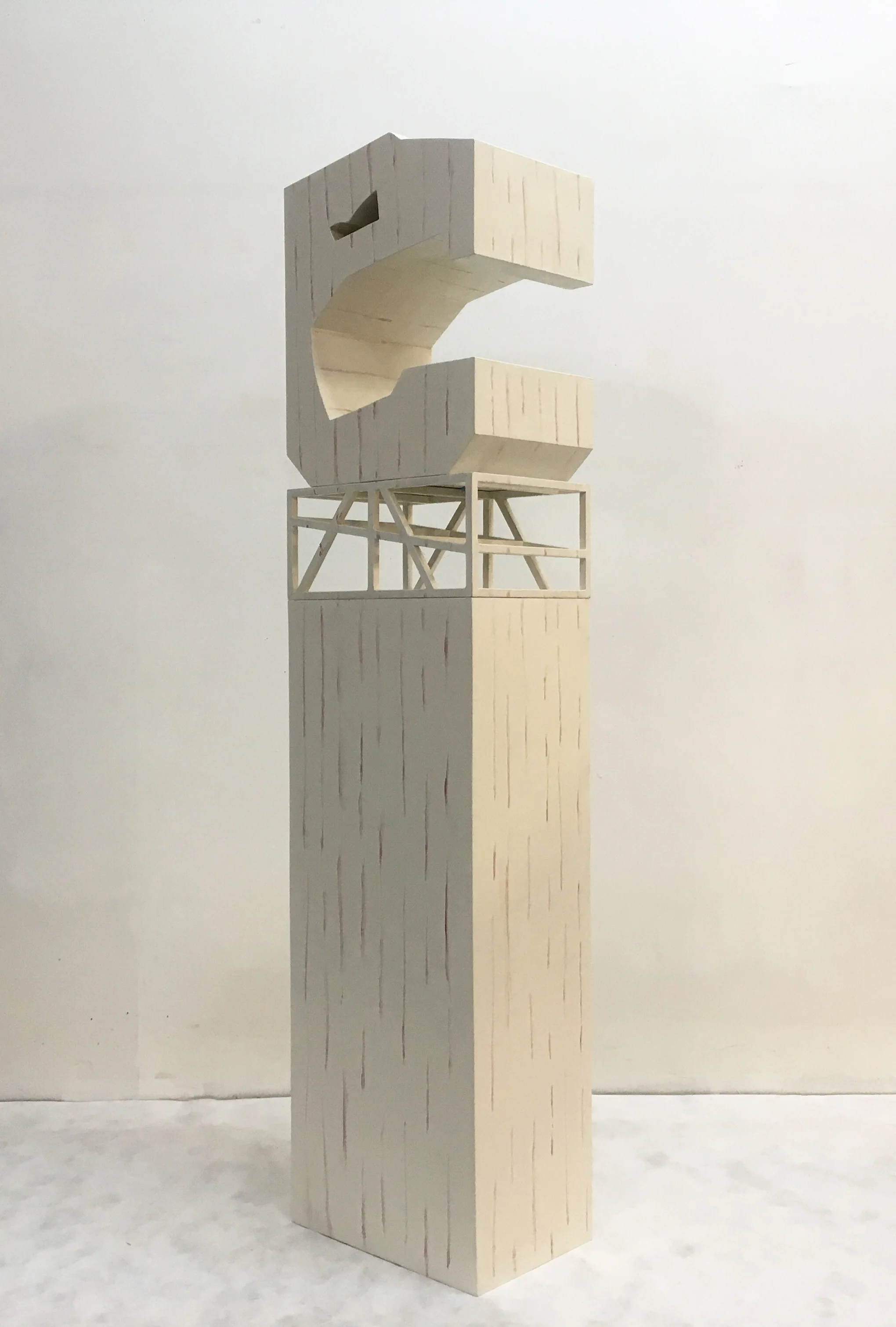 TECHNO-HEAD SCULPTURE #5 2014-2015 Wood, gesso, encaustic  70” x 13” x 13” 