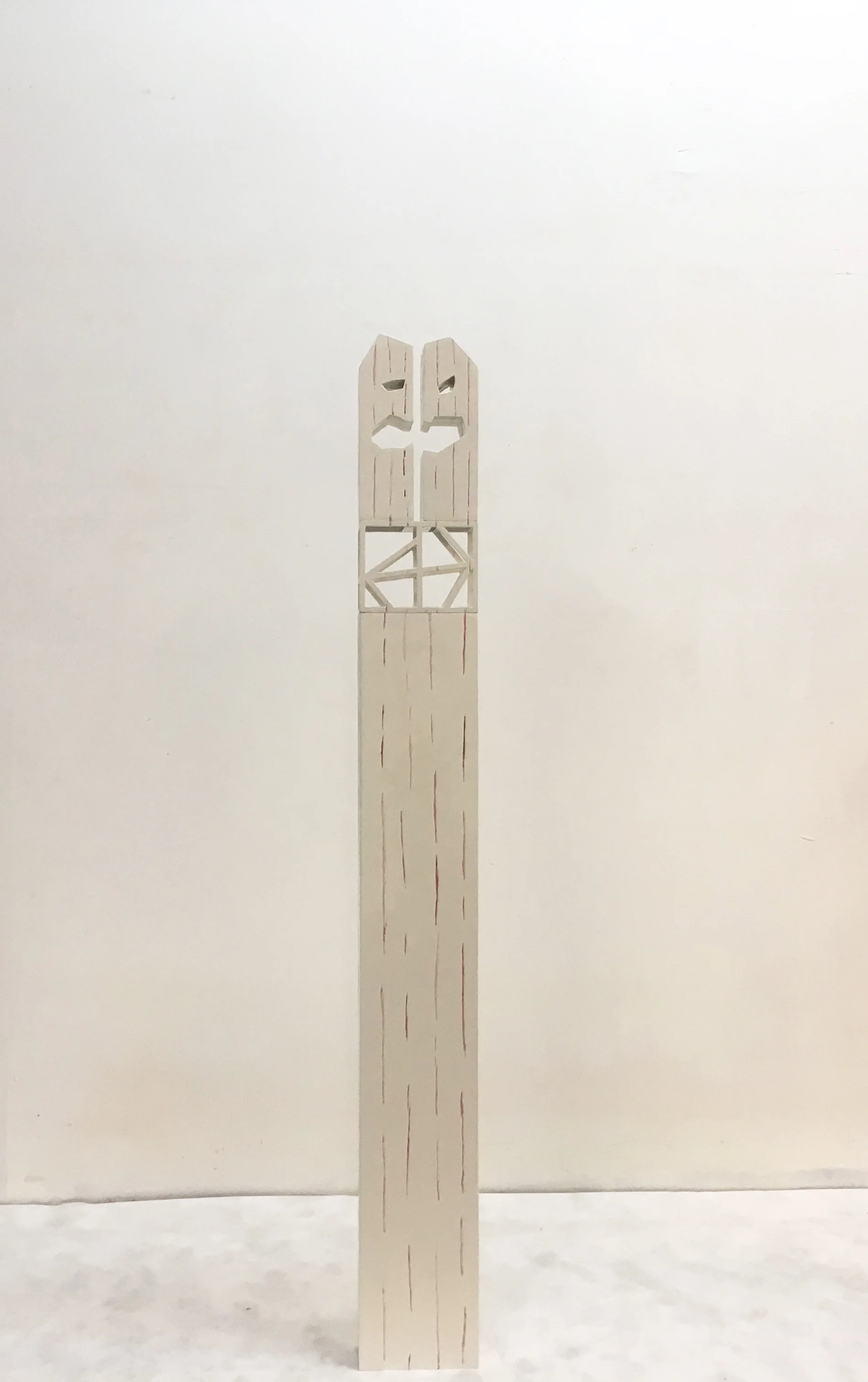 TECHNO-HEAD SCULPTURE #9 2014-2015 Wood, gesso, encaustic  70” x 13” x 13” 