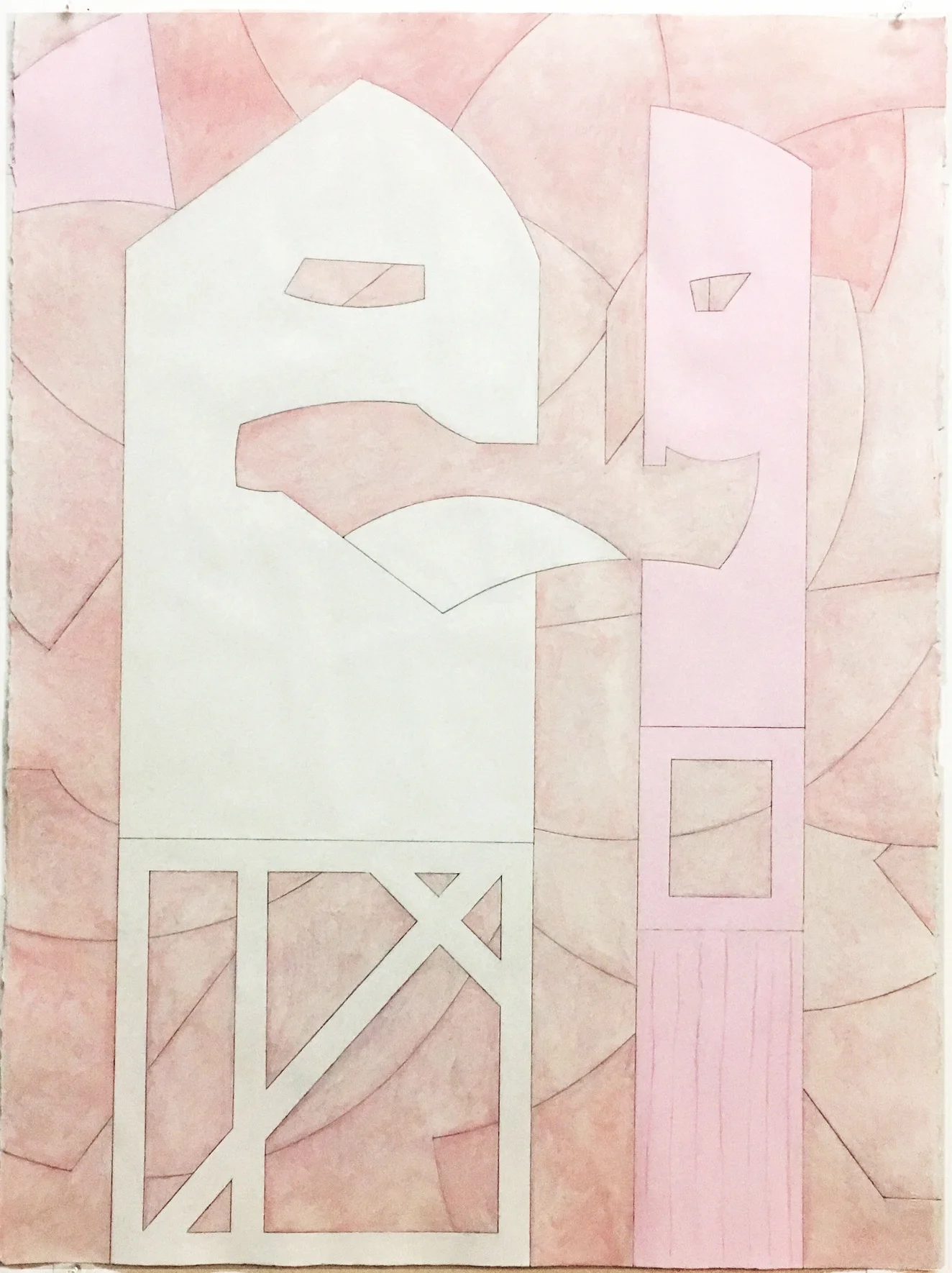 Pink Trestled Techno-Head #4 2014-15 22" x 30" ink and watercolor on Arches w/c 