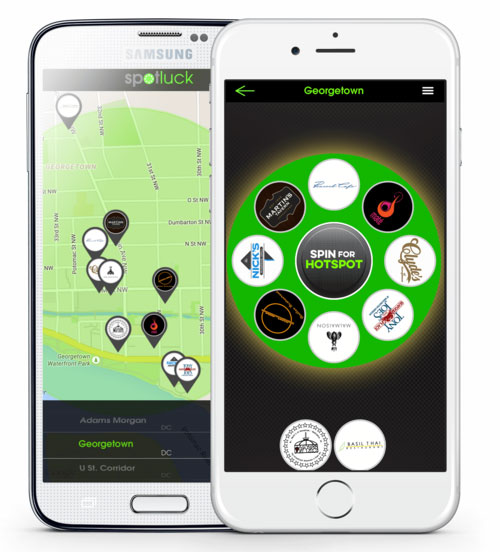 Users spin the virtual wheel to get discounts at local restaurants