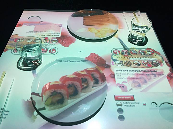  Guests can get previews of what their meals would look like projected onto their plates. 