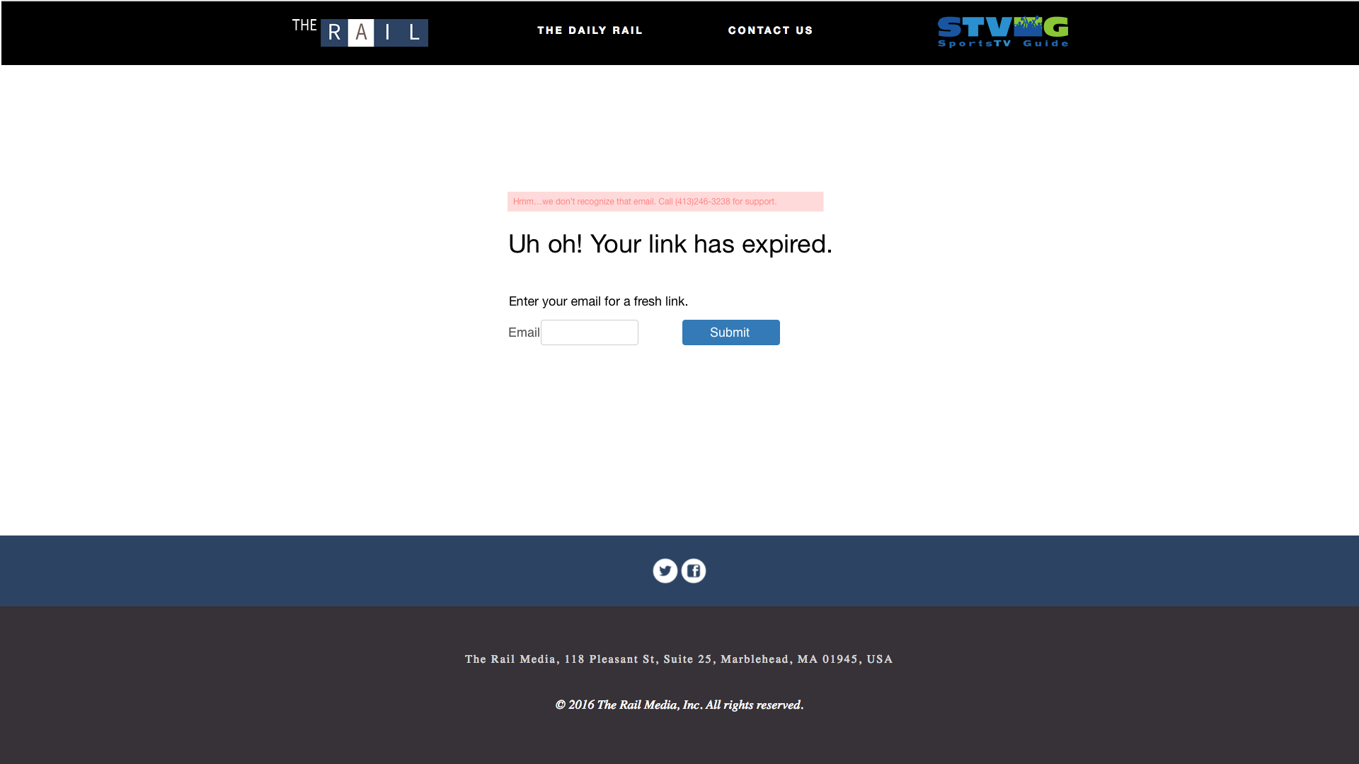 Invalid Email Submitted