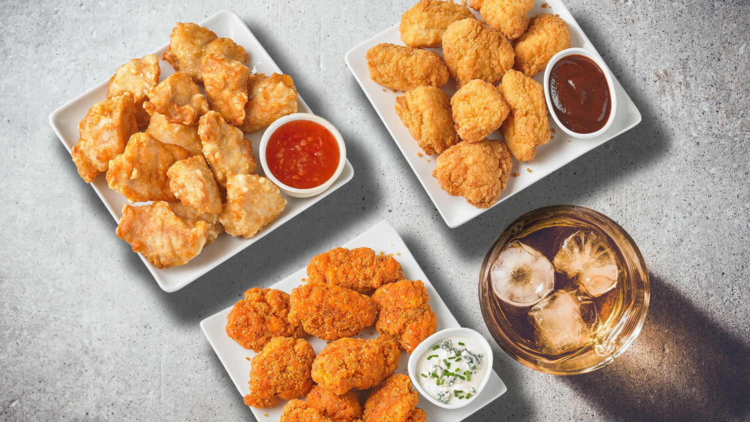 Tyson Red Label boneless wings with drink