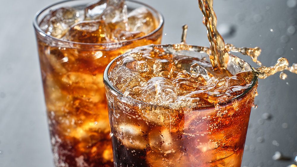Close up of craft soda being poured
