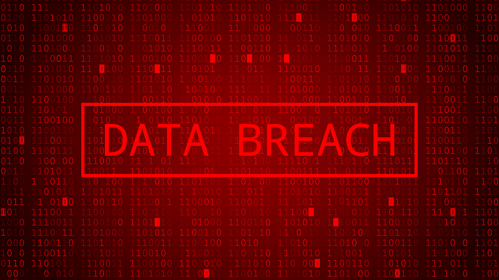 Red binary code with Data Breach over it
