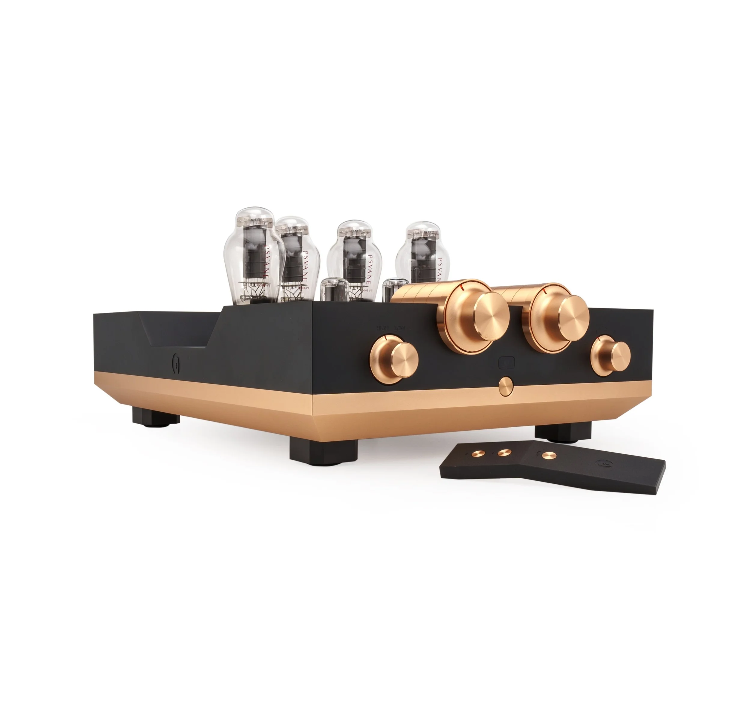 WA300-BAL Integrated Power Amplifier angle with remote.jpg