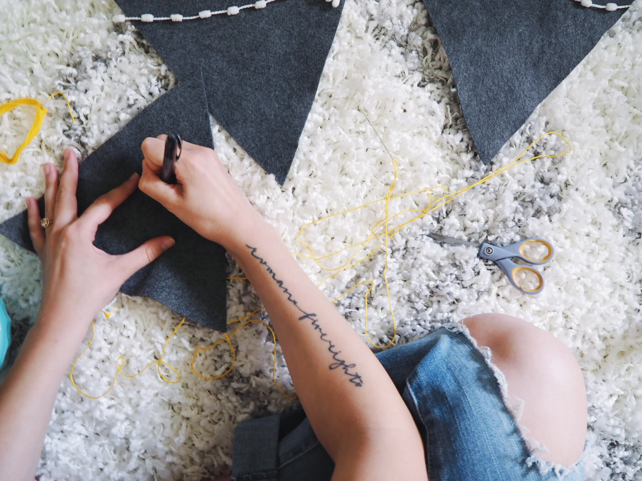 2. Write the word you want to embroider with pen or pencil first. 
