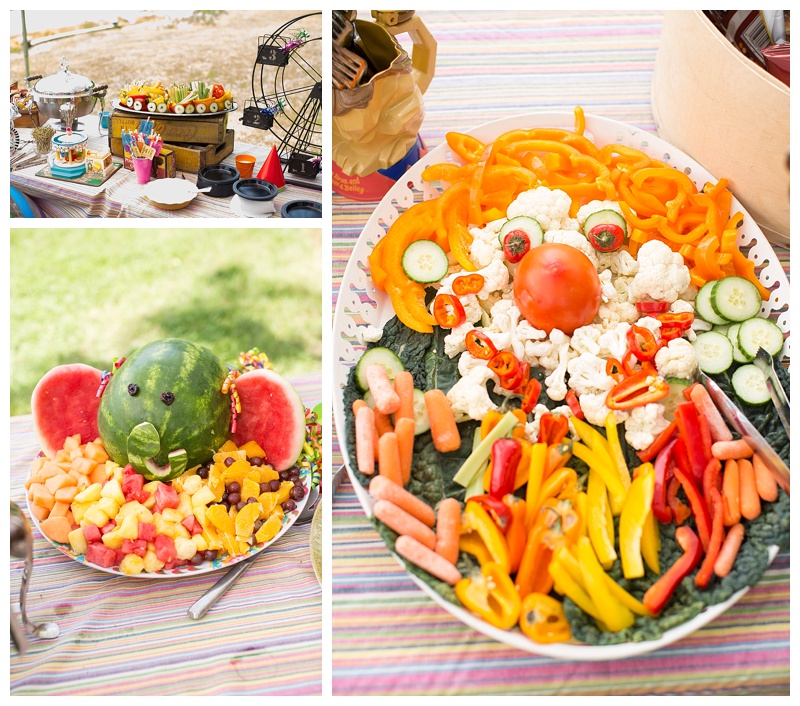 Elephant fruit salad, Clown veggies and Veggie train!!