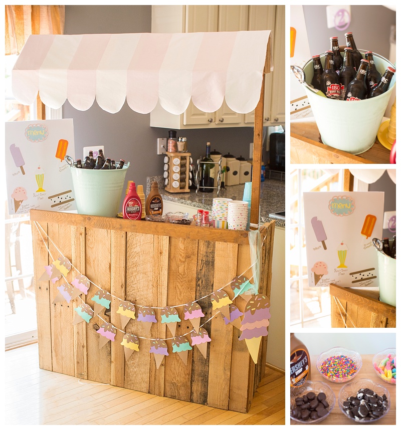 A fully equipped ice cream stand! Toppings for days, Root beer floats and More!!!!! Im not sure who loved this more, the kids or the adults!!!