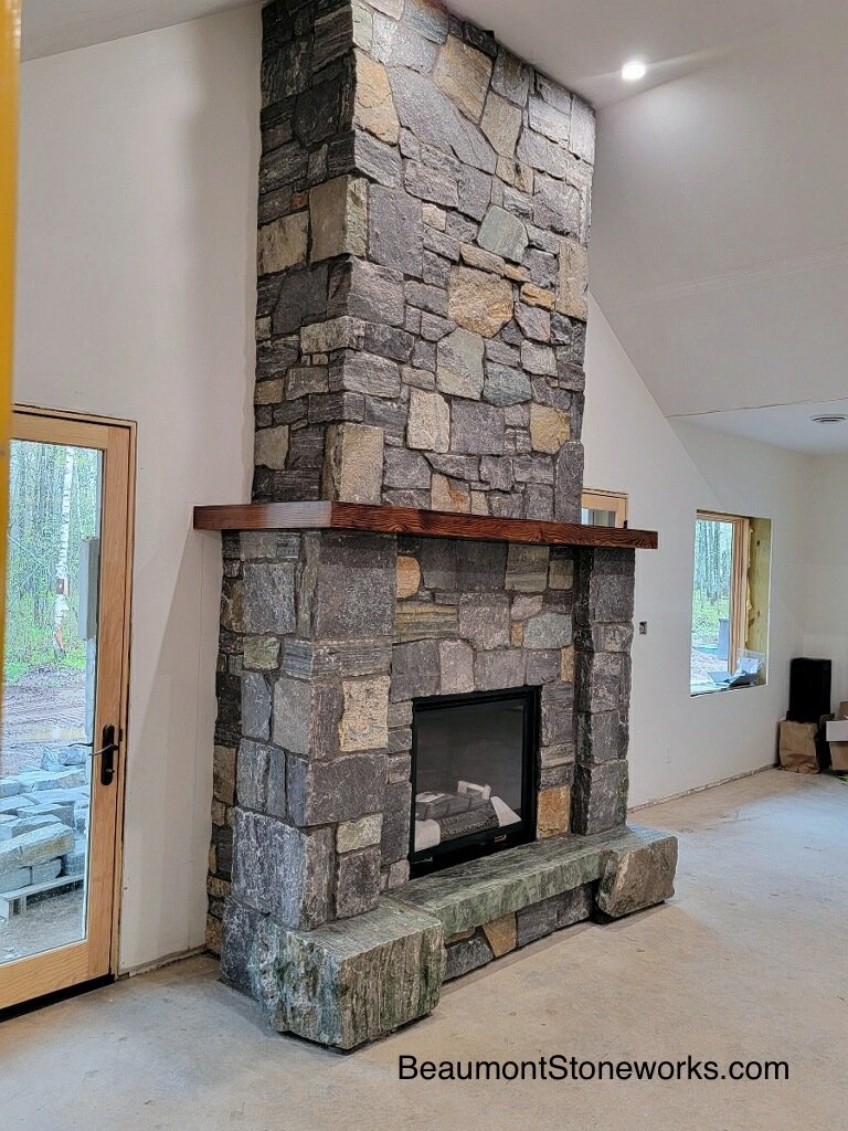 Saratoga blend stone fireplace