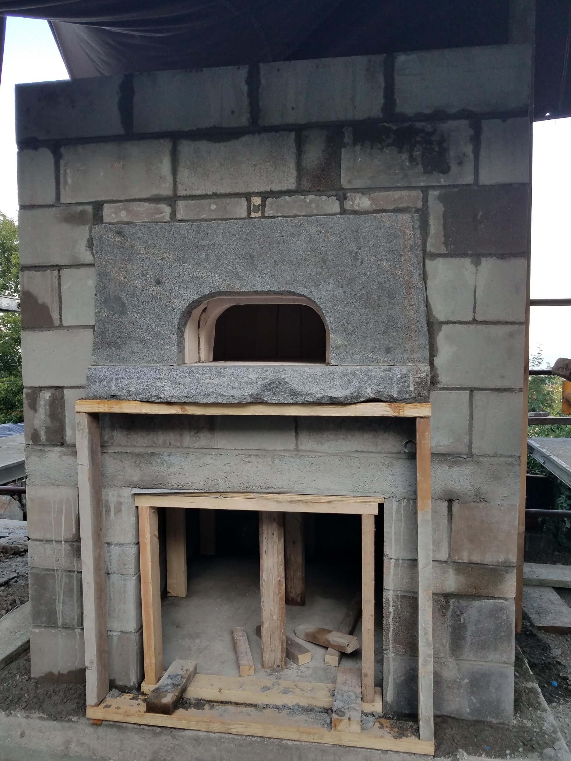 Outdoor Wood-Fired Baking Oven Under  Construction