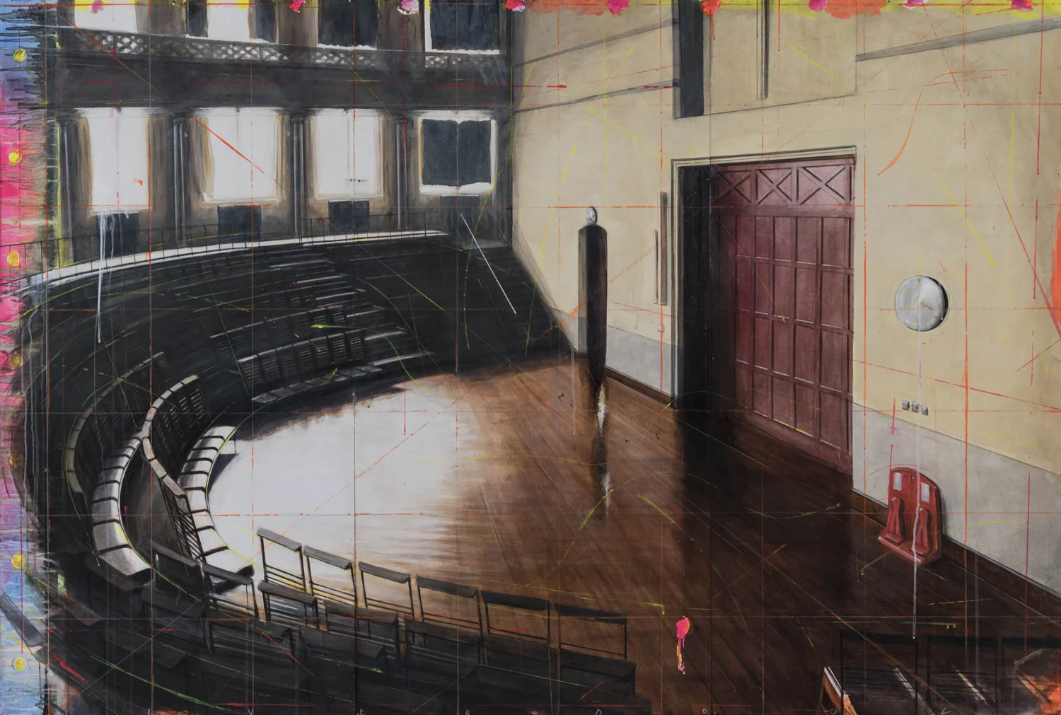 Lecture Theater/Liverpool, 2015, 4 x 6 feet, acrylic on panels