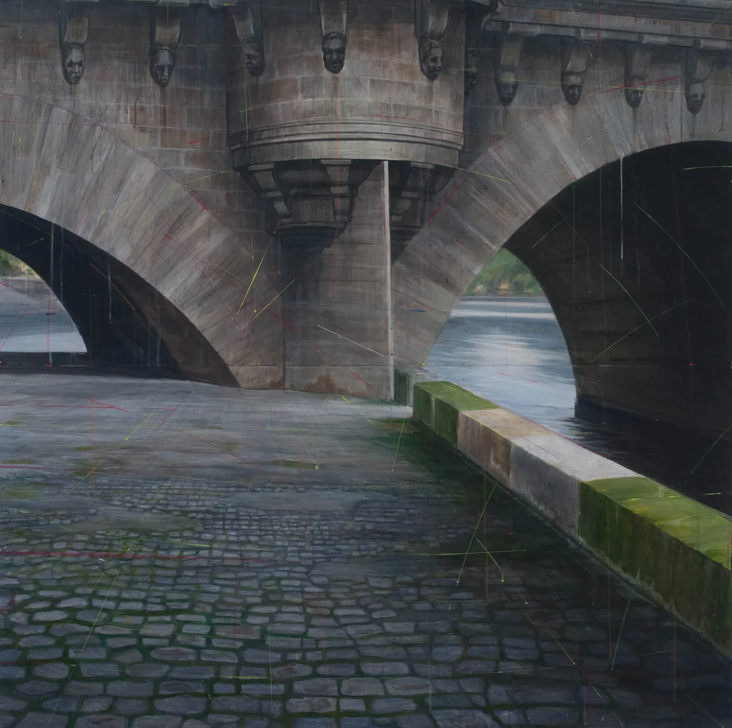 Bridge/Paris II, 2009, 4 x 4 feet, acrylic on panels