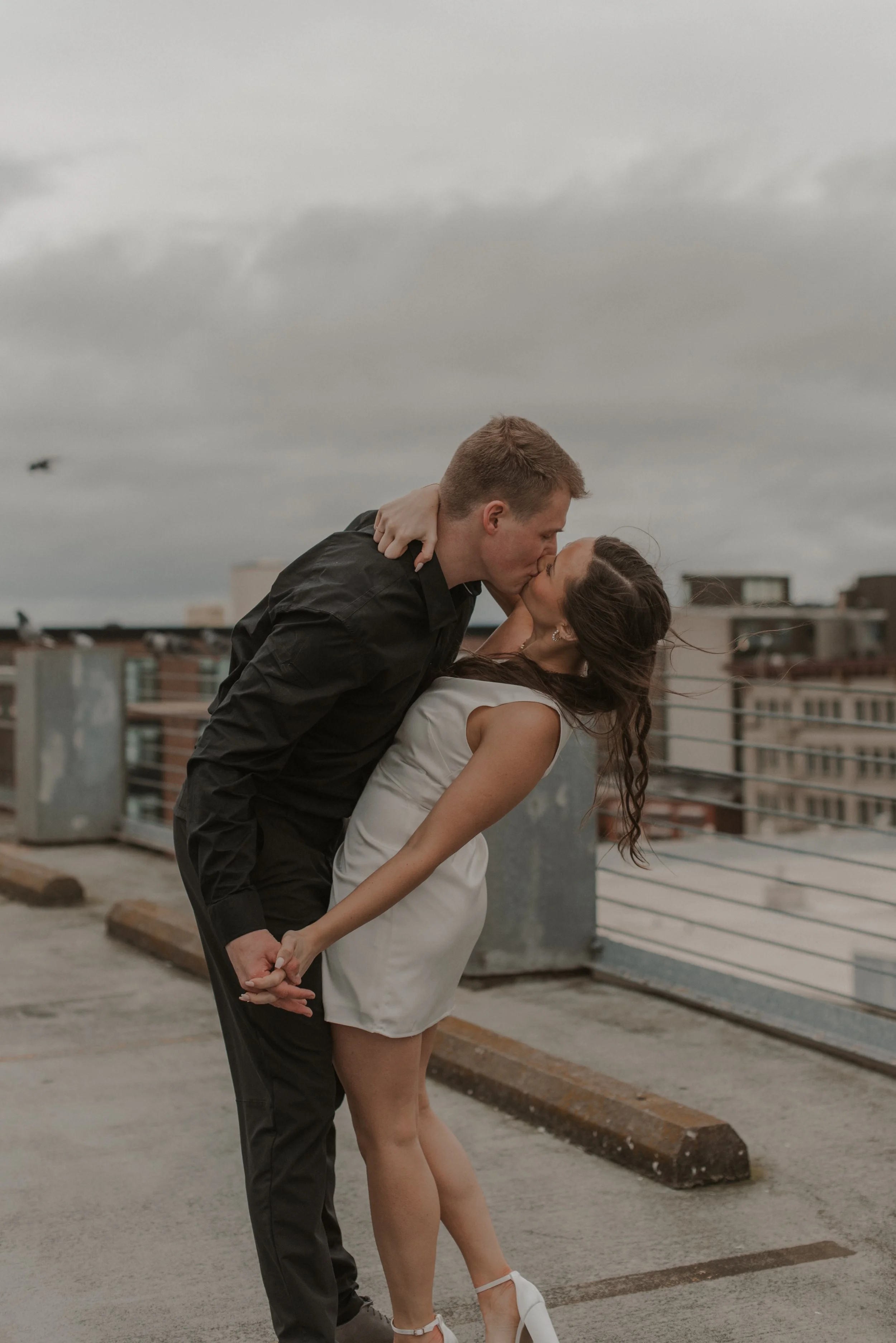 sweet romantic downtown engagement session	