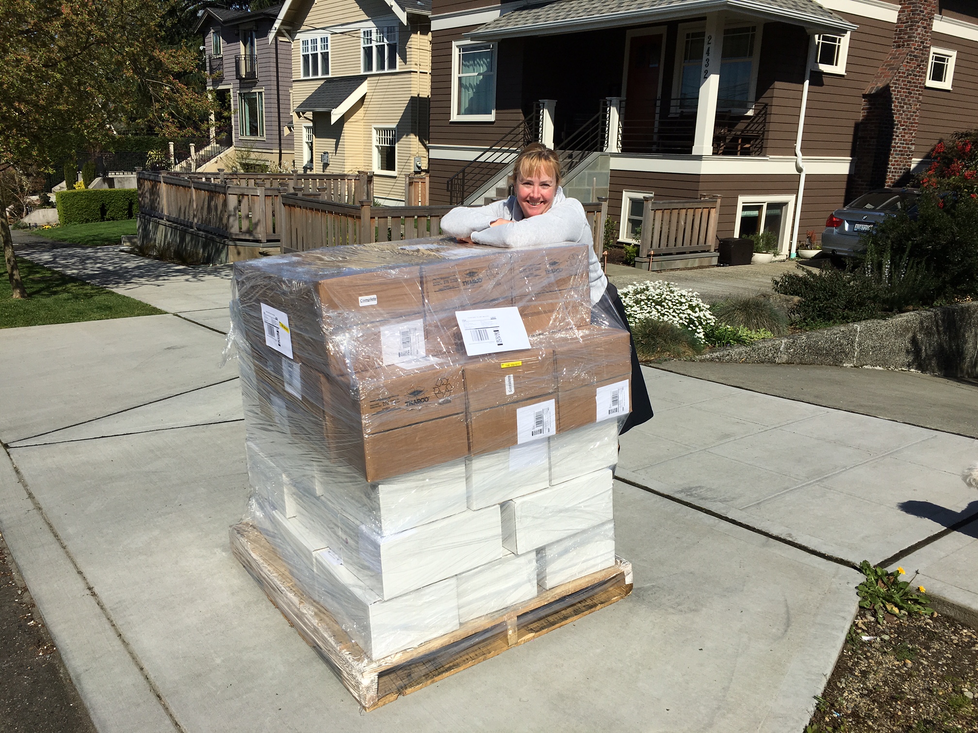 Our first pallet assembled and ready for Amazon.