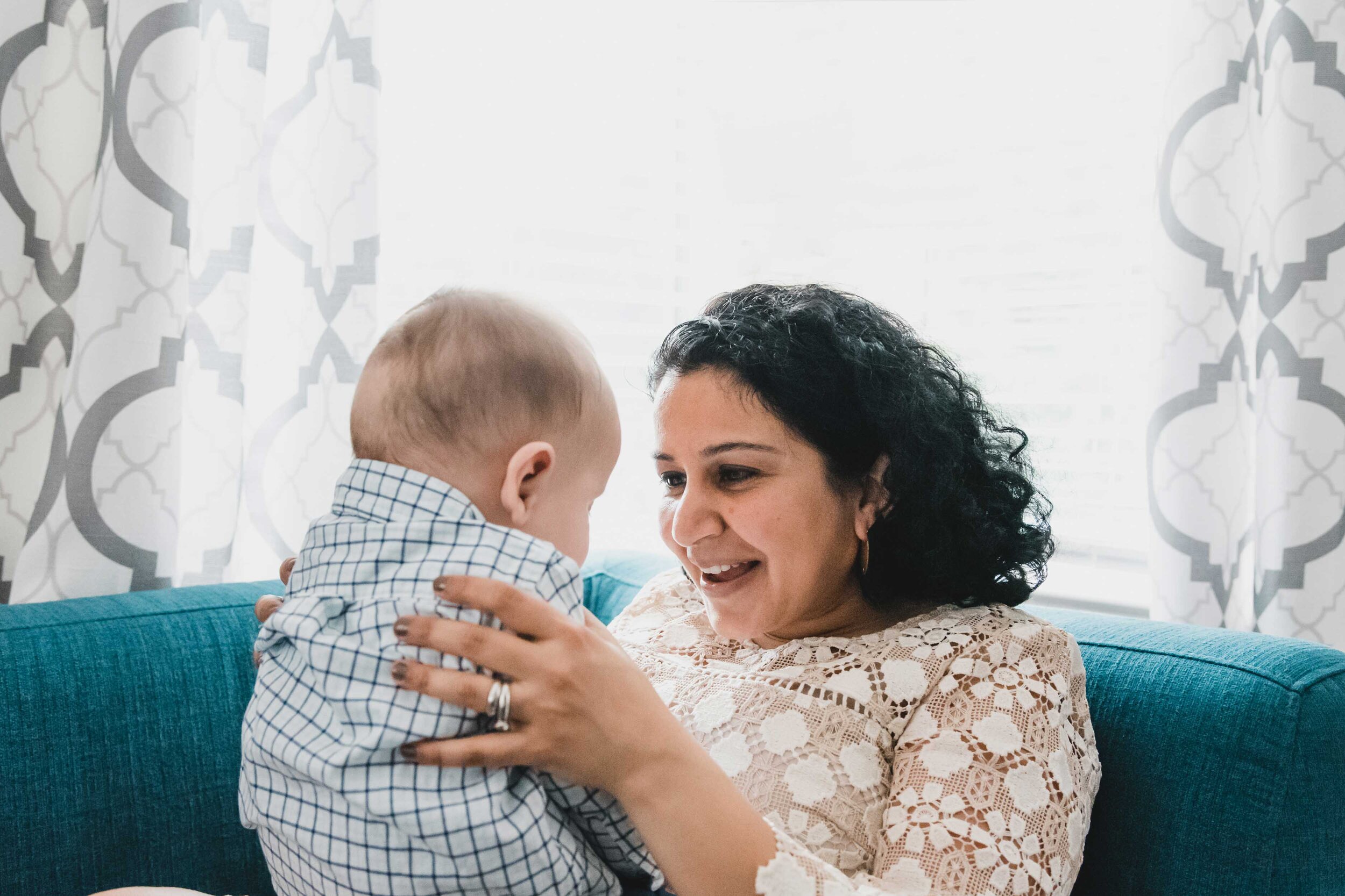 Mom and infant at home