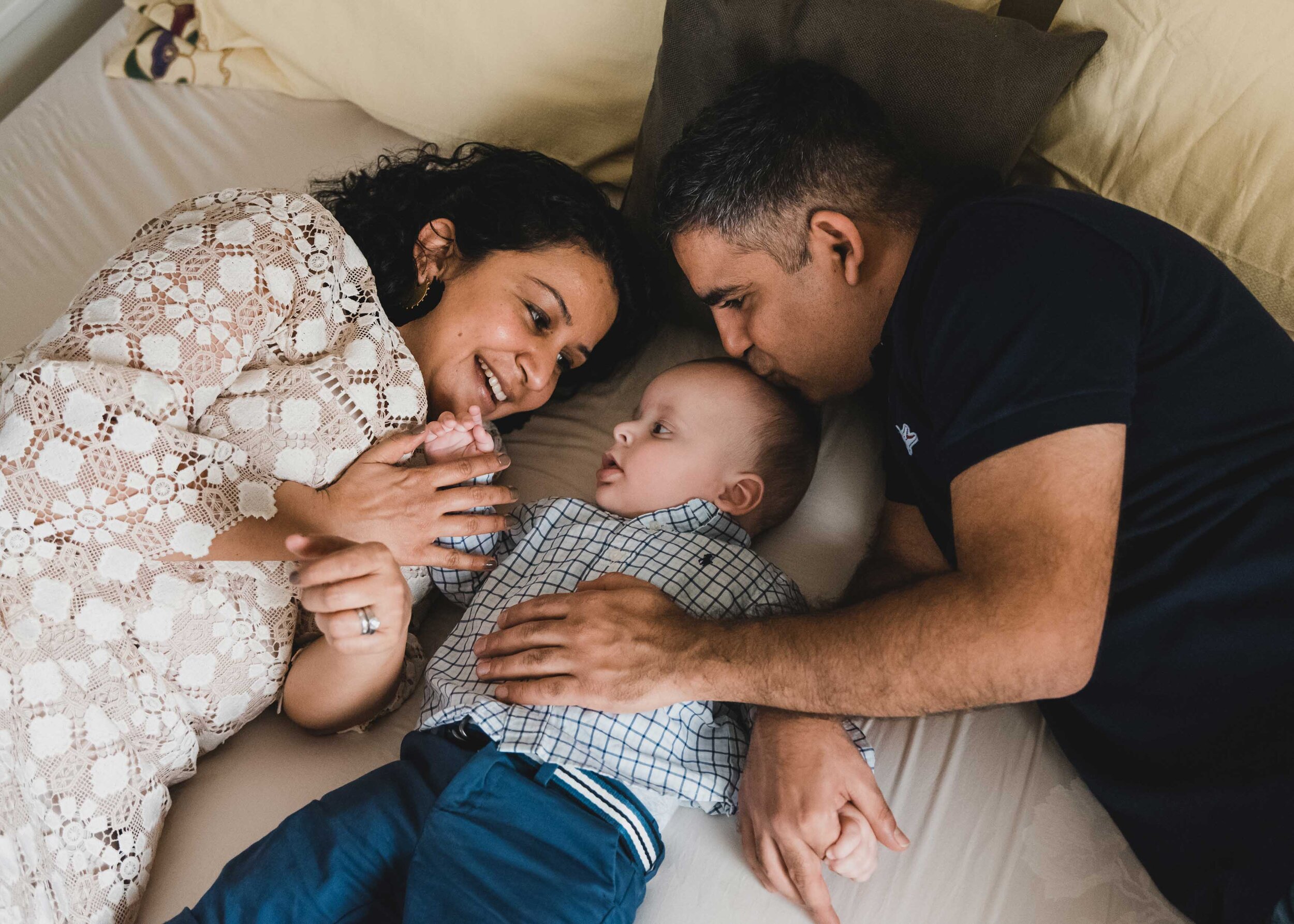 Family portrait cozy at home