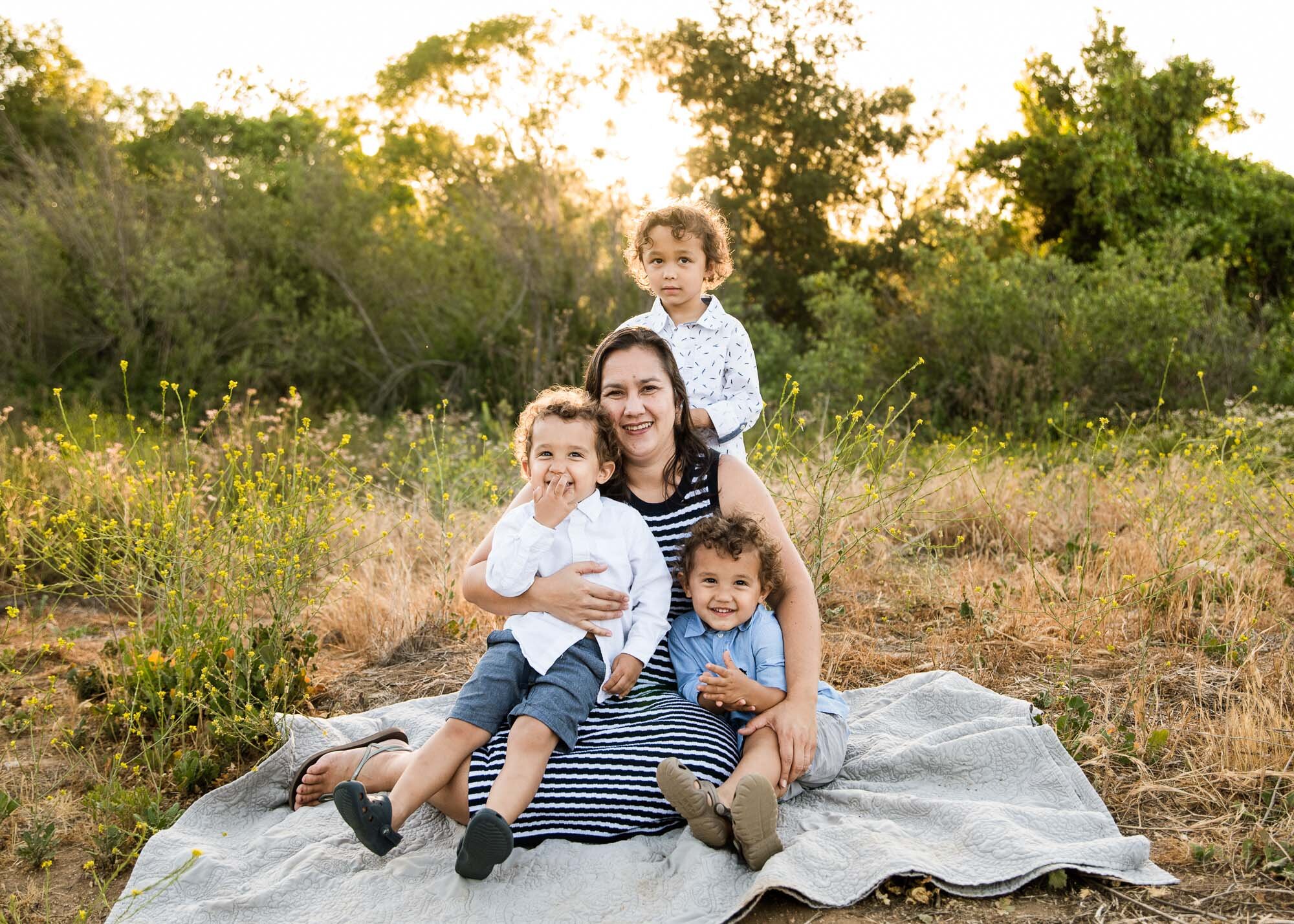 Portrait of mother and young sons at Sweetwater Bridge