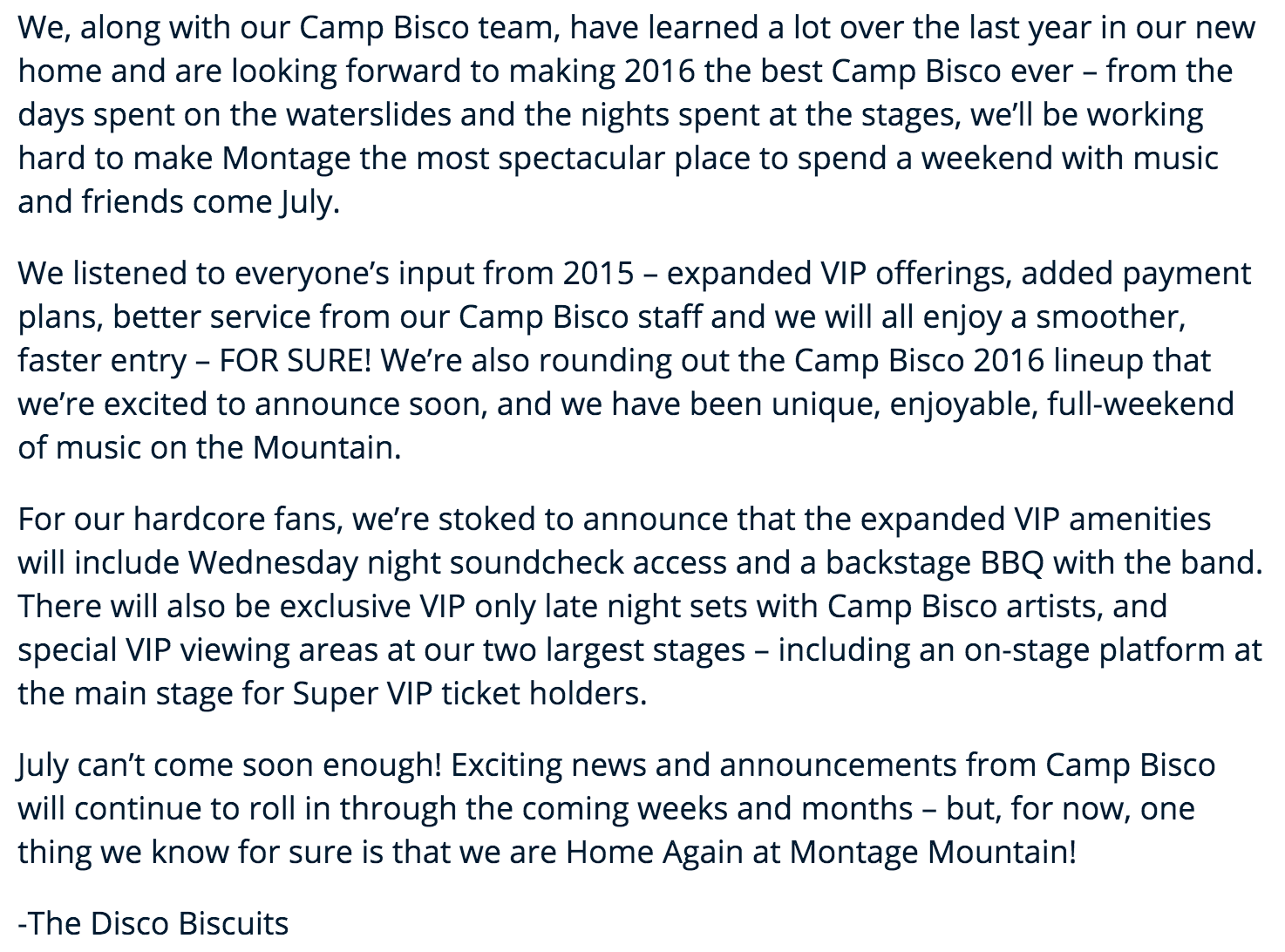 The Disco Biscuits announcement for the 2016 Camp Bisco
