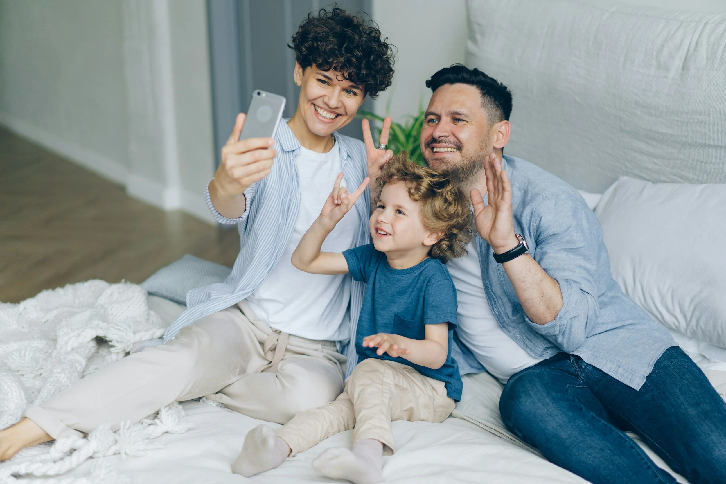 family taking photo together