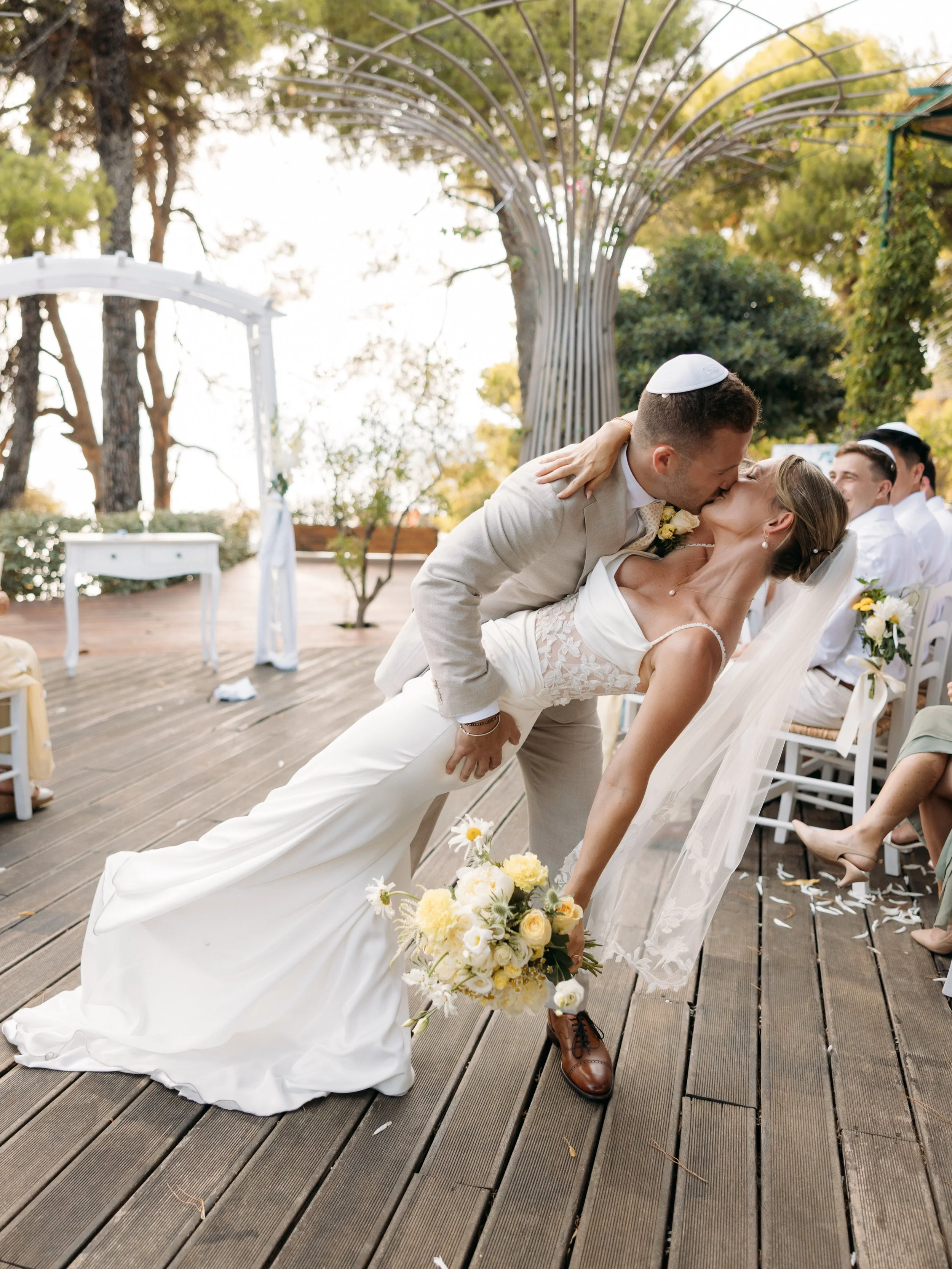 #Ferr&eacute;Bride Gemma looked absolutely radiant celebrating by the water. Congratulations on your forever 🤍

Glowing, gorgeous views, and a customized Paloma Blanca gown, that&rsquo;s just perfectly her ✨

Photography: @nikospandazaras 
📍Elivi H