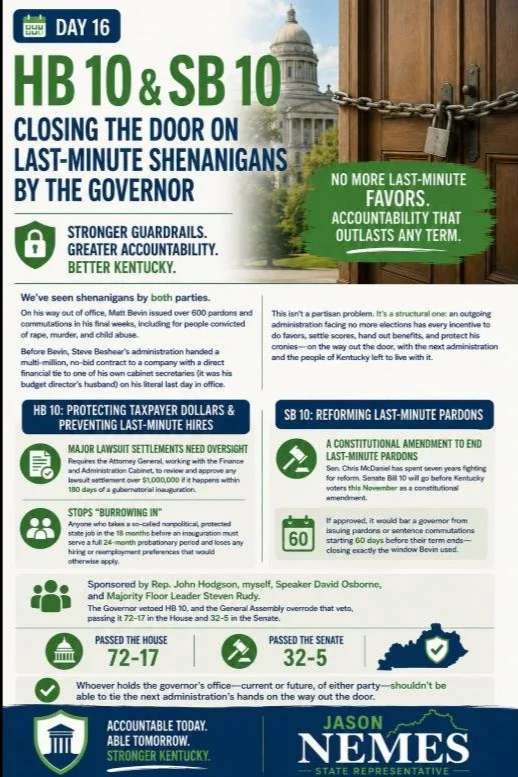 Day 16: Closing the door on last-minute shenanigans by the governor (HB 10 and SB 10)