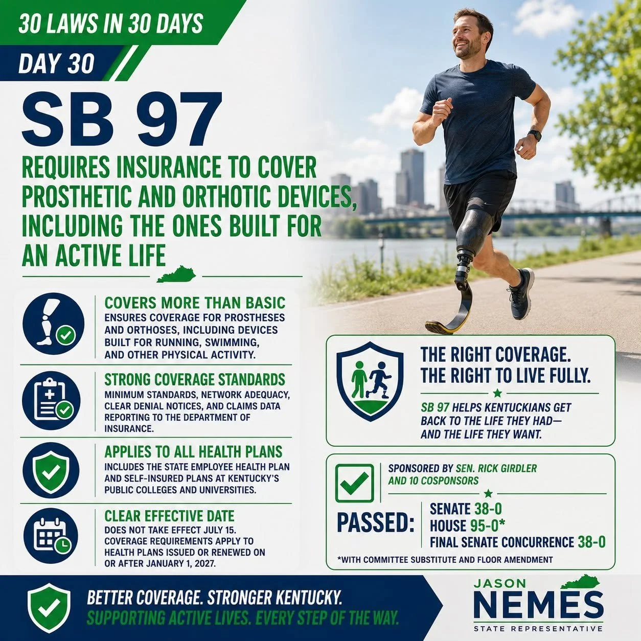 Day 30: SB 97 Requires Insurance to Cover Prosthetic and Orthotic Devices, Including the Ones Built for an Active Life