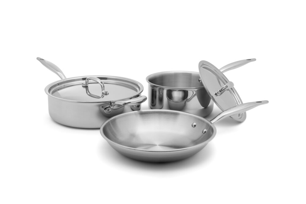 Sauce Pan Set - Stainless Steel Kitchen Cookware with Lids - Set of 3 