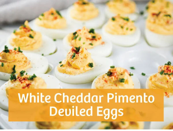 White Cheddar Pimento Deviled Eggs