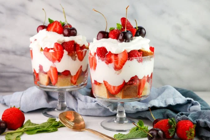 Red and White Berry Trifle with Salted Mascarpone Whipped Cream