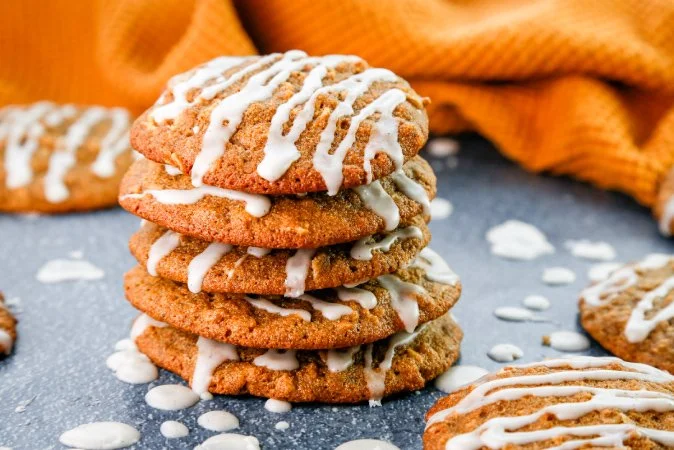 Pumpkin Oatmeal Cookies with Vanilla Bean Icing