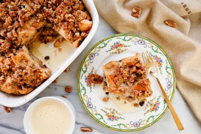 Challah Bread Pudding with Vanilla Cream Sauce