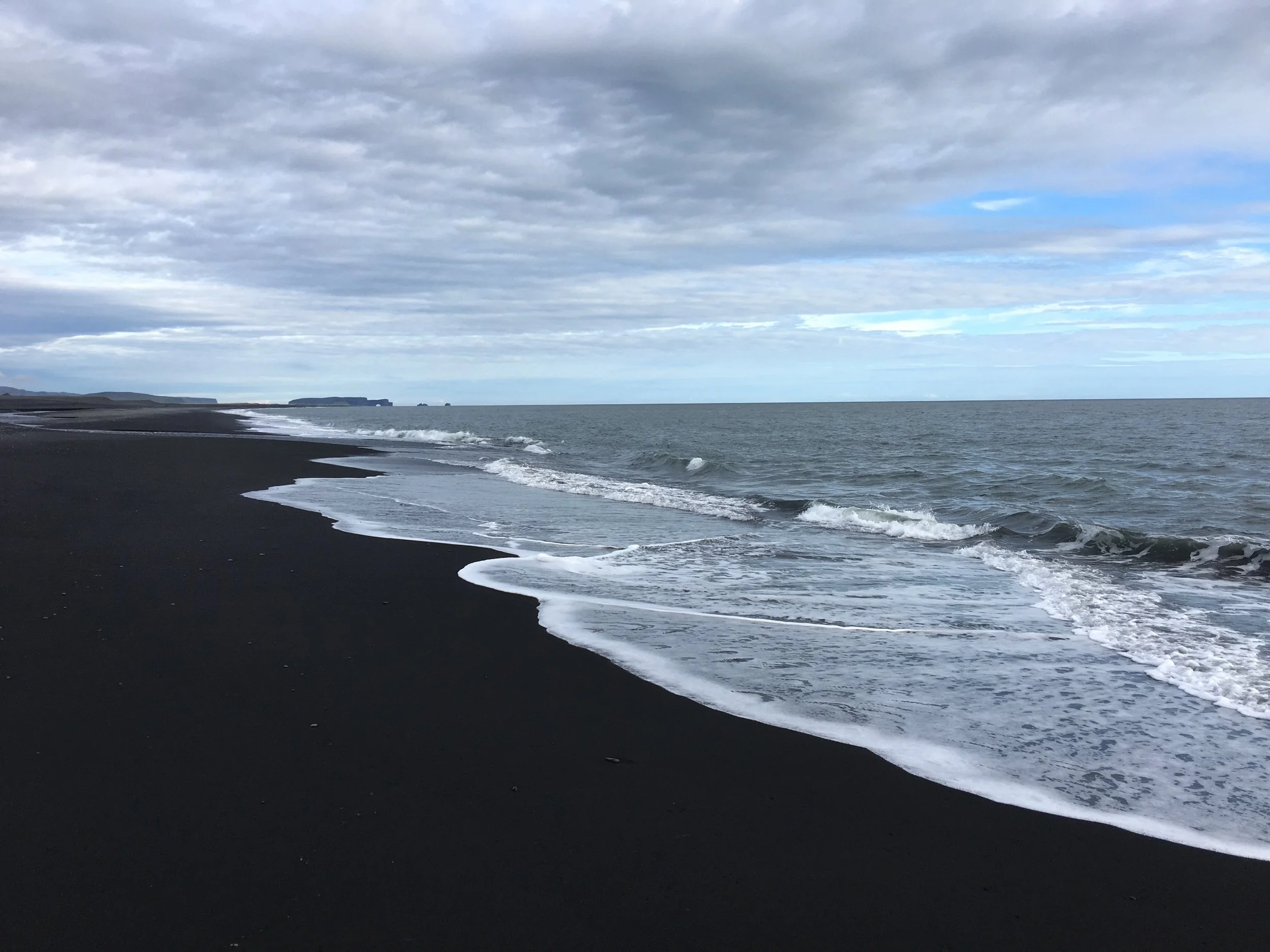 The black sand beaches.