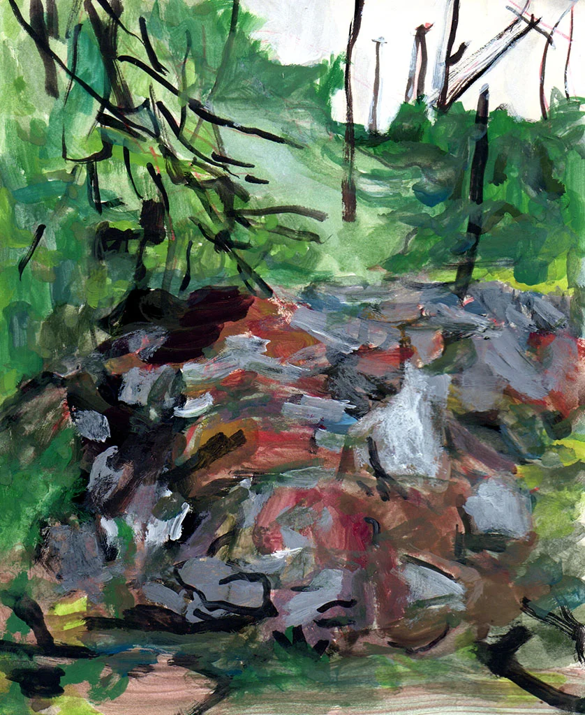 Dig Site 4: Alley Behind mild climate, gouache on paper, 7"x5", 2016