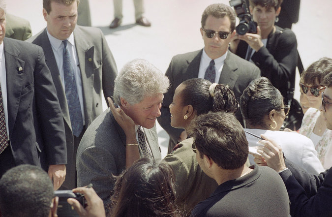 President Bill Clinton arriving at Los Angeles International Airport on May 18, 1993. Two runways were shut down that day so that he could have a $200 trim aboard Air Force One. CreditMark J. Terrill/Associated Press