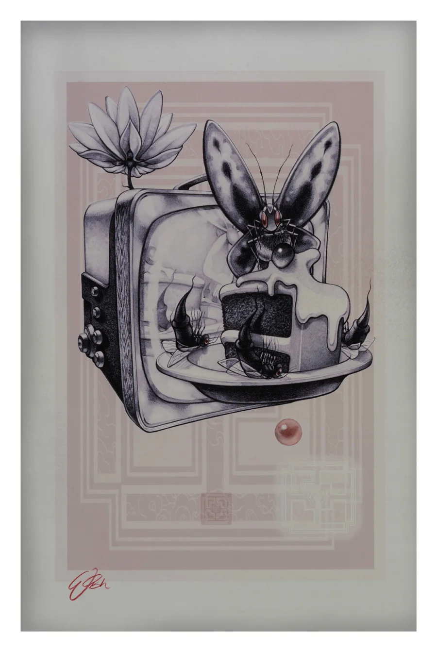 Dimensions & Medium: 11x16” Graphite, Ink & Watercolor on Paper. Date: 2009 Accompanies the Painting: Season Number Five, Dasa Chinnamasta & The Pardoning of Authenticity.